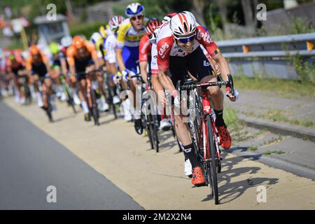 Jens Keukeleire Belge de Lotto Soudal photographié en action lors des championnats d'élite de cyclisme belge à Gand, course de 223,8 km, dimanche 30 juin 2019. BELGA PHOTO POOL NICO VEREECKEN Banque D'Images