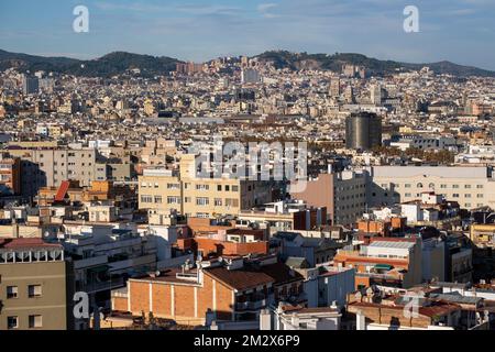 Vue aérienne de Montjuic de la ville de Barcelone en Catalogne Espagne Banque D'Images