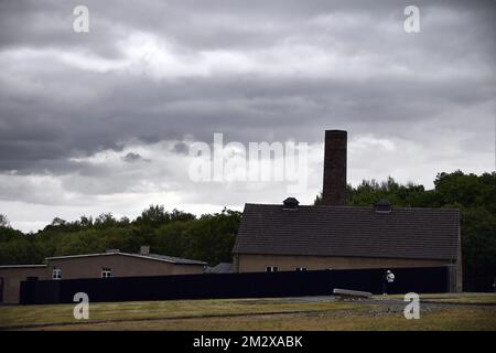 L'illustration montre une visite du camp de concentration nazi Buchenwald, près de Weimar, mardi 09 juillet 2019. Le roi et la reine sont en visite de deux jours en Allemagne et dans les États de Thuringe (Thuringen - Thuringe) et de Saxe-Anhalt (Sachsen-Anhalt - Saksen-Anhalt - Saxe-Anhalt). BELGA PHOTO ERIC LALMAND Banque D'Images