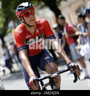 Dylan Belge Teuns of Bahrain-Merida photographié avant le début de la onzième étape de l'édition 106th de la course cycliste Tour de France, à 167 km d'Albi à Toulouse, mercredi 17 juillet 2019 en France. Le Tour de France de cette année commence à Bruxelles et se déroule de 6 juillet à 28 juillet. BELGA PHOTO YUZURU SUNADA FRANCE OUT Banque D'Images