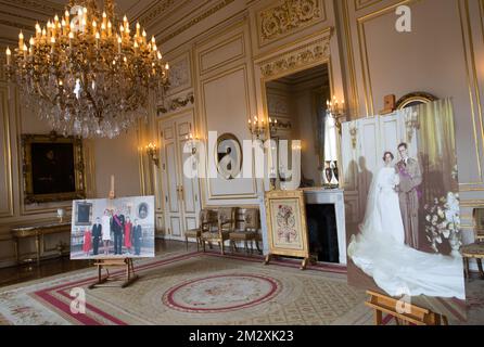 Illustration prise lors d'une visite du couple royal belge lors de l'ouverture estivale du Palais Royal avec plusieurs expositions sur les sciences et la culture, jeudi 18 juillet 2019. Le Palais Royal sera ouvert au public du mardi 23 juillet au dimanche 25 août. BELGA PHOTO BENOIT DOPPAGNE Banque D'Images