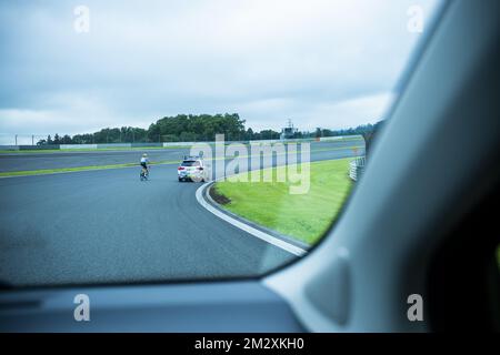 L'illustration montre le circuit de course « Fuji Speedway », pendant les préparatifs avant l'épreuve olympique « Ready Steady Tokyo - Cycling » de dimanche, à Tokyo, le vendredi 19 juillet 2019. BELGA PHOTO ROB WALBERS Banque D'Images