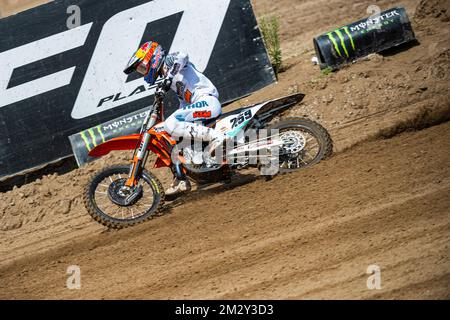 Glenn Coldenhoff hollandais photographié en action pendant la course de MXGP à l'épreuve de motocross GP Limburg à Lommel, dimanche 04 août 2019. BELGA PHOTO JONAS ROOSENS Banque D'Images