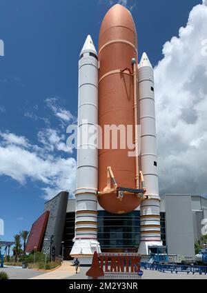 Navette spatiale Atlantis au Kennedy Space Center, Cape Canaveral, Floride Banque D'Images