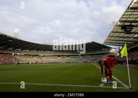 Geoffry Hairemans d'Anvers photographié pendant le match de l'équipe belge de football Royal Antwerp FC contre le club tchèque Viktoria Plzen lors du troisième tour de qualification de l'UEFA Europa League, jeudi 08 août 2019 à Bruxelles. BELGA PHOTO KRISTOF VAN ACCOM Banque D'Images