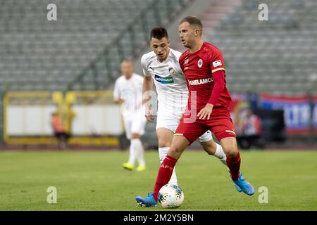 Geoffry Hairemans d'Anvers photographié pendant le match de l'équipe belge de football Royal Antwerp FC contre le club tchèque Viktoria Plzen lors du troisième tour de qualification de l'UEFA Europa League, jeudi 08 août 2019 à Bruxelles. BELGA PHOTO KRISTOF VAN ACCOM Banque D'Images