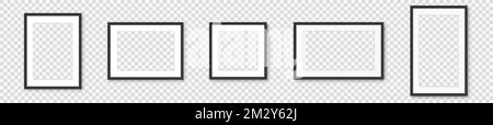 Cadre photo. Cadres d'image avec ombre sur fond transparent eps 10 Illustration de Vecteur