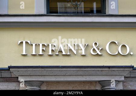Logo de la société TIFFANY & CO Perusstr., Munich, Bavière, Allemagne Banque D'Images