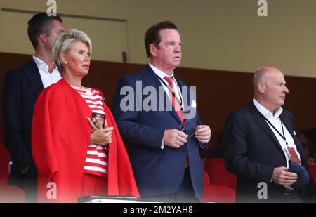 Un match de football entre le club tchèque Viktoria Plzen et l'équipe belge de football Royal Antwerp FC, le retour au troisième tour de qualification de l'UEFA Europa League, à Plsen, République tchèque, jeudi 15 août 2019. La première étape s'est terminée par une victoire de 1-0 pour Anvers. BELGA PHOTO VIRGINIE LEFOUR Banque D'Images