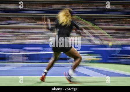 American Serena Williams photographié en action le premier jour du tournoi de tennis US Open Grand Chelem, à Flushing Meadow, à New York City, États-Unis, le lundi 26 août 2019. BELGA PHOTO YORICK JANSENS Banque D'Images