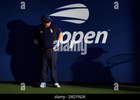 L'illustration montre l'ombre de l'américain Kristie Ahn le quatrième jour du tournoi de tennis américain Open Grand Chelem, à Flushing Meadow, à New York City, Etats-Unis, le jeudi 29 août 2019. BELGA PHOTO YORICK JANSENS Banque D'Images