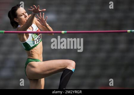 Belge Claire Orcel photographiée en action dans le saut en hauteur féminin lors des championnats d'athlétisme belge, dimanche 01 septembre 2019 à Bruxelles. BELGA PHOTO JASPER JACOBS Banque D'Images