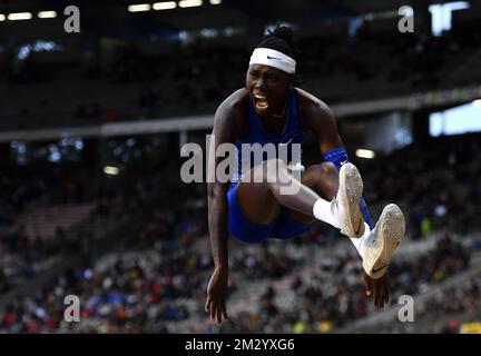 BRITTNEY Reese DES ÉTATS-UNIS photographié en action lors de l'édition 2019 de la rencontre AG Insurance Memorial Van Damme IAAF Diamond League à Bruxelles. BELGA PHOTO DIRK WAEM Banque D'Images