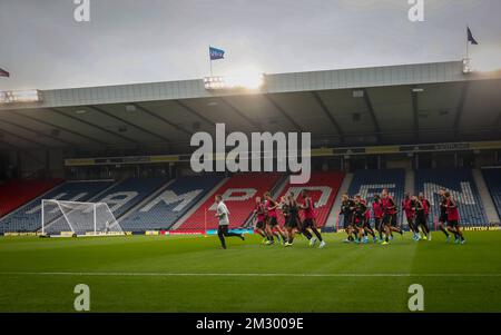 L'illustration montre une session d'entraînement de l'équipe nationale belge les Red Devils au stade de Hampden Park à Glasgow, en Écosse, le dimanche 08 septembre 2019. L'équipe se prépare pour l'Euro 2020, contre l'Ecosse lundi prochain. BELGA PHOTO VIRGINIE LEFOUR Banque D'Images