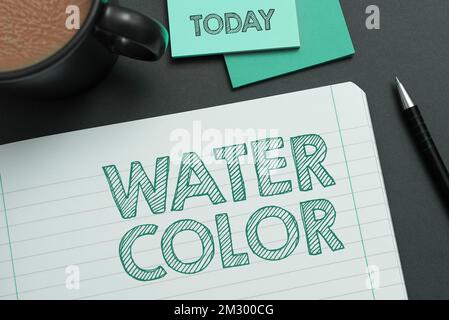 Écriture affichage du texte couleur de l'eau. Concept signifiant liant soluble dans l'eau tel que la gomme arabique et dilué avec de l'eau Banque D'Images