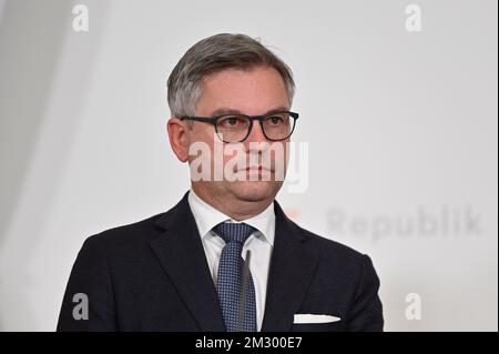 Vienne, Autriche. 14th décembre 2022. Conseil des ministres du gouvernement fédéral à la Chancellerie fédérale avec le ministre fédéral des Finances, Dr. Magnus Brunner (ÖVP) Banque D'Images