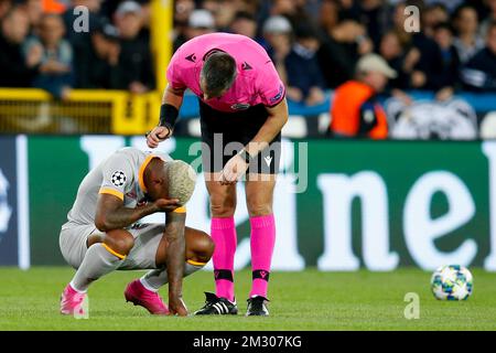 Mario Rene Junior Lemina de Galatasaray photographié lors d'un match entre l'équipe belge de football Club Brugge et le club turc Galatasaray AS, à Bruges, le mercredi 18 septembre 2019, le premier jour de l'étape de groupe de la Ligue des champions de l'UEFA, dans le groupe A. BELGA PHOTO BRUNO FAHY Banque D'Images