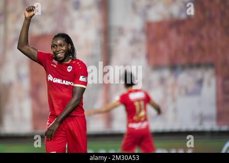 Le Dieumerci Mbokani Bezua d'Anvers célèbre lors d'un match de football entre le FC Royal Anvers et le cercle Brugge KSV, le samedi 21 septembre 2019 à Anvers, le huitième jour de la saison de championnat belge de football de la « Jupiler Pro League » 2019-2020. BELGA PHOTO JASPER JACOBS Banque D'Images