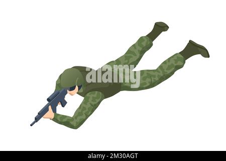 Police des soldats des Forces spéciales isométriques, membre de l'équipe de la sout. Soldat de l'armée en uniforme de combat de protection tenue d'opérations spéciales Force de combat assaut Illustration de Vecteur