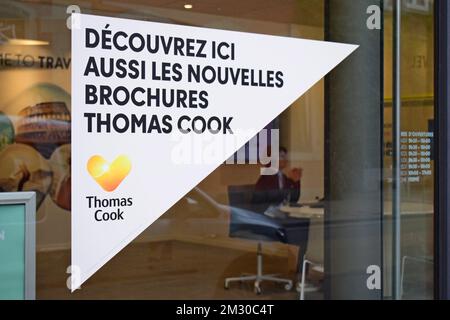 Illustration montre une agence de voyage Neckermann/ Thomas Cook, lundi 23 septembre 2019 à Namur. Thomas Cook, voyagiste âgé de 178 ans, a cessé de négocier avec effet immédiat après avoir omis de trouver 200 millions de livres pour éviter la faillite. BELGA PHOTO MAXIME ASSELBERGHS Banque D'Images