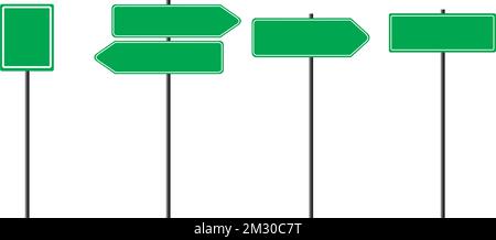 Panneaux verts vierges sur fond blanc Illustration de Vecteur