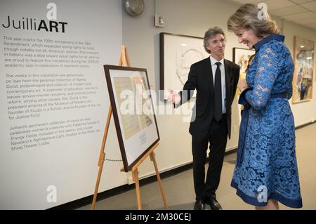 La reine Mathilde de Belgique en photo à l'école Juilliard à marge de la session de 74th de l'Assemblée générale des Nations Unies (AGNU 74), à New York, États-Unis d'Amérique, le lundi 23 septembre 2019. BELGA PHOTO BENOIT DOPPAGNE Banque D'Images