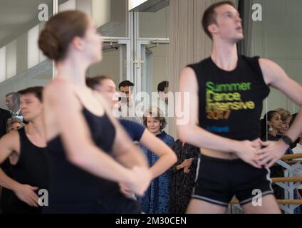 La reine Mathilde de Belgique en photo à l'école Juilliard à marge de la session de 74th de l'Assemblée générale des Nations Unies (AGNU 74), à New York, États-Unis d'Amérique, le lundi 23 septembre 2019. BELGA PHOTO BENOIT DOPPAGNE Banque D'Images