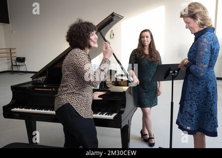 La reine Mathilde de Belgique en photo à l'école Juilliard à marge de la session de 74th de l'Assemblée générale des Nations Unies (AGNU 74), à New York, États-Unis d'Amérique, le lundi 23 septembre 2019. BELGA PHOTO BENOIT DOPPAGNE Banque D'Images