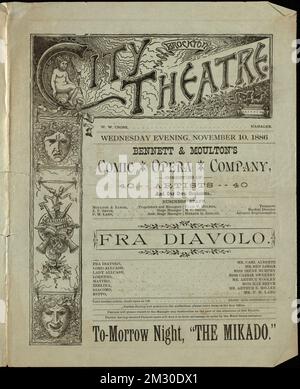 FRA Diavolo, Bennett & Molton's Comic Opera Company, Entertainment, Auber, D. F. E. Daniel François Esprit, 1782,1871. FRA Diavolo, collection d'archives de la bibliothèque publique de Brockton Banque D'Images