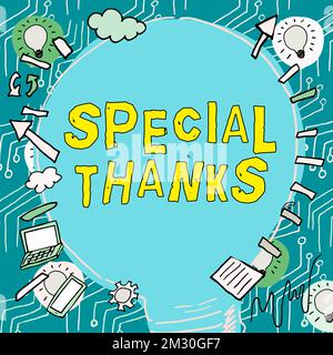 Enseigne à écriture manuscrite Special Merci. Approche commerciale expression d'appréciation ou de gratitude ou d'une reconnaissance Banque D'Images