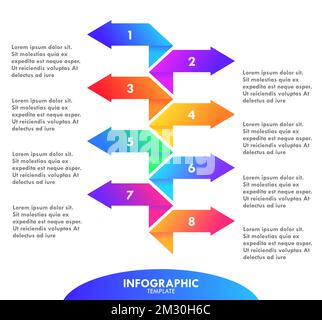 Modèle de graphique Infographique avec flèche colorée Illustration de Vecteur