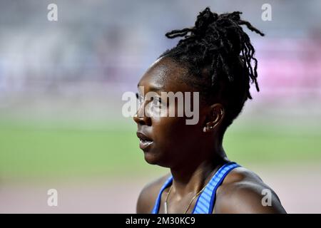 Teahna Daniels DES ÉTATS-UNIS photographiés en action lors du troisième jour des Championnats du monde d'athlétisme de l'IAAF à Doha, Qatar, dimanche 29 septembre 2019. Les mondes ont lieu du 27 septembre au 6 octobre. BELGA PHOTO DIRK WAEM Banque D'Images