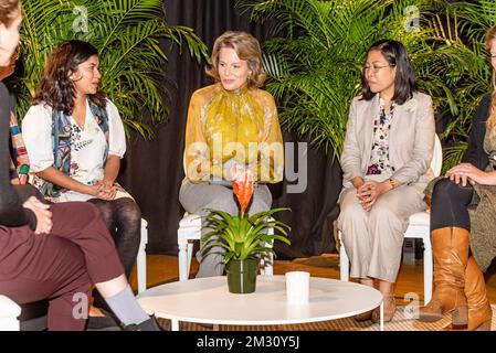 La reine Mathilde de Belgique assiste à une table ronde lors d'une visite royale au Colloque 60th de l'Institut de médecine tropicale d'Anvers, le mercredi 09 octobre 2019. BELGA PHOTO JONAS ROOSENS Banque D'Images