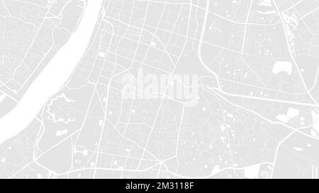 White and light grey Kolkata city area vector background map, roads and water illustration. Widescreen proportion, digital flat design roadmap. Stock Vector