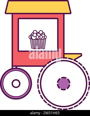 Parc d'attractions isolé pop corn mobile tente icône Vector Illustration de Vecteur