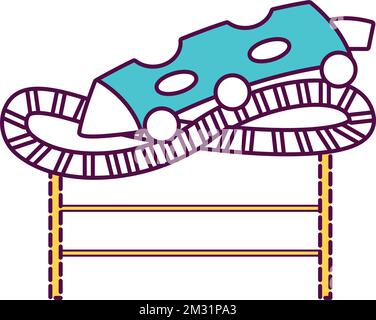 Parc d'attractions isolé rouleau de montagnes russes icône Vector Illustration de Vecteur
