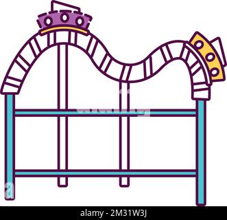 Parc d'attractions isolé rouleau de montagnes russes icône Vector Illustration de Vecteur