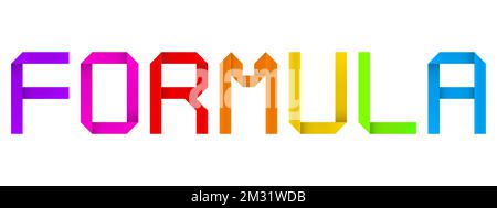 Concept ou papier conceptuel police origami formant le mot FORMULE isolée sur fond blanc. 3d l'illustration comme métaphore pour les mathématiques Banque D'Images