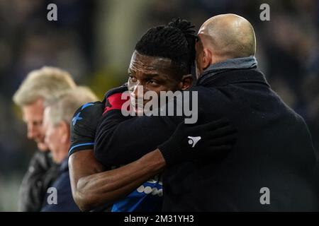 Simon Deli du Club et Philippe Clement, entraîneur en chef du Club Brugge, photographiés lors d'un match de football entre le Club Brugge et KV Mechelen, dimanche 15 décembre 2019 à Brugge, le 19 jour de la saison belge de championnat de football « Jupiler Pro League » 2019-2020. BELGA PHOTO BRUNO FAHY Banque D'Images