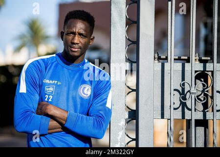 Le nouveau joueur de KAA Gent, Sulayman Marreh, pose pour le photographe lors du camp d'entraînement d'hiver de l'équipe belge de football de première division, KAA Gent, à Oliva, Espagne, le mardi 07 janvier 2020. BELGA PHOTO JASPER JACOBS Banque D'Images