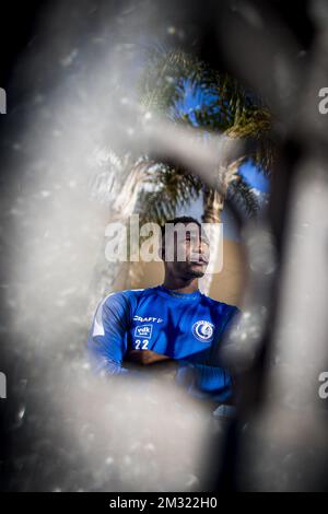 Le nouveau joueur de KAA Gent, Sulayman Marreh, pose pour le photographe lors du camp d'entraînement d'hiver de l'équipe belge de football de première division, KAA Gent, à Oliva, Espagne, le mardi 07 janvier 2020. BELGA PHOTO JASPER JACOBS Banque D'Images