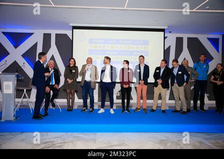 Deceuninck - Quick-Step pilotes photographiés lors de la présentation de l'équipe de vélo belge Deceuninck - Quick-Step à Calpe, Espagne, vendredi 10 janvier 2020. BELGA PHOTO JOMA Banque D'Images