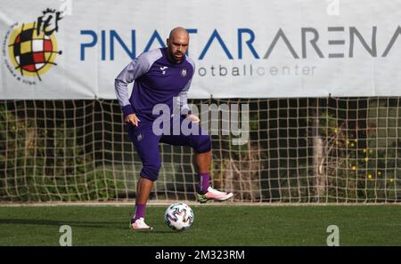 Anthony Vanden Borre d'Anderlecht photographié en action pendant le camp d'entraînement d'hiver de l'équipe belge de football de première division RSC Anderlecht à San Pedro Del Pinatar, Espagne, vendredi 10 janvier 2020. BELGA PHOTO VIRGINIE LEFOUR Banque D'Images