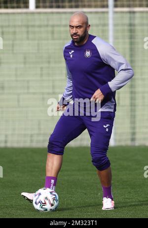 Anthony Vanden Borre d'Anderlecht photographié en action pendant le camp d'entraînement d'hiver de l'équipe belge de football de première division RSC Anderlecht à San Pedro Del Pinatar, Espagne, vendredi 10 janvier 2020. BELGA PHOTO VIRGINIE LEFOUR Banque D'Images