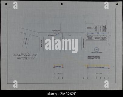 Plan d'égout de la rue Garfield, égouts, rues. Lawrence Banque D'Images