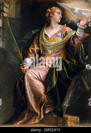 Sainte Catherine d'Alexandrie en prison par Paolo Veronese (1528-1588), huile sur toile, c.1580-85 Banque D'Images