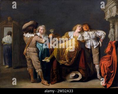 A Party of Merrymakers by the Dutch Golden Age painter, Pieter Jansz. Quast (c. 1605-1647), oil on wood, c. 1635-38 Stock Photo