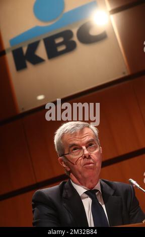 Rik Scheerlinck, directeur financier du Groupe KBC, en photo lors d'une conférence de presse pour présenter les résultats de 2019 ans de l'institution financière KBC Group, jeudi 13 février 2020 au siège de la KBC à Bruxelles. BELGA PHOTO VIRGINIE LEFOUR Banque D'Images