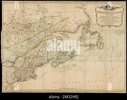 Une carte générale des colonies britanniques du Nord en Amérique : qui comprend la province de Québec, le gouvernement de Terre-Neuve, de la Nouvelle-Écosse, de la Nouvelle-Angleterre et de New York, l'Amérique du Nord, Histoire, Révolution, 1775-1783, Cartes, travaux préliminaires à la collection du Centre de cartes Norman B. Leventhal 1800 Banque D'Images