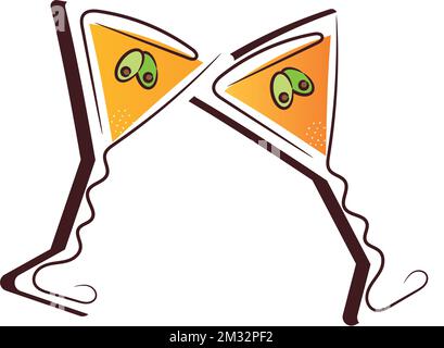 Icône d'esquisse isolée en forme de toast à cocktail coloré Vector Illustration de Vecteur